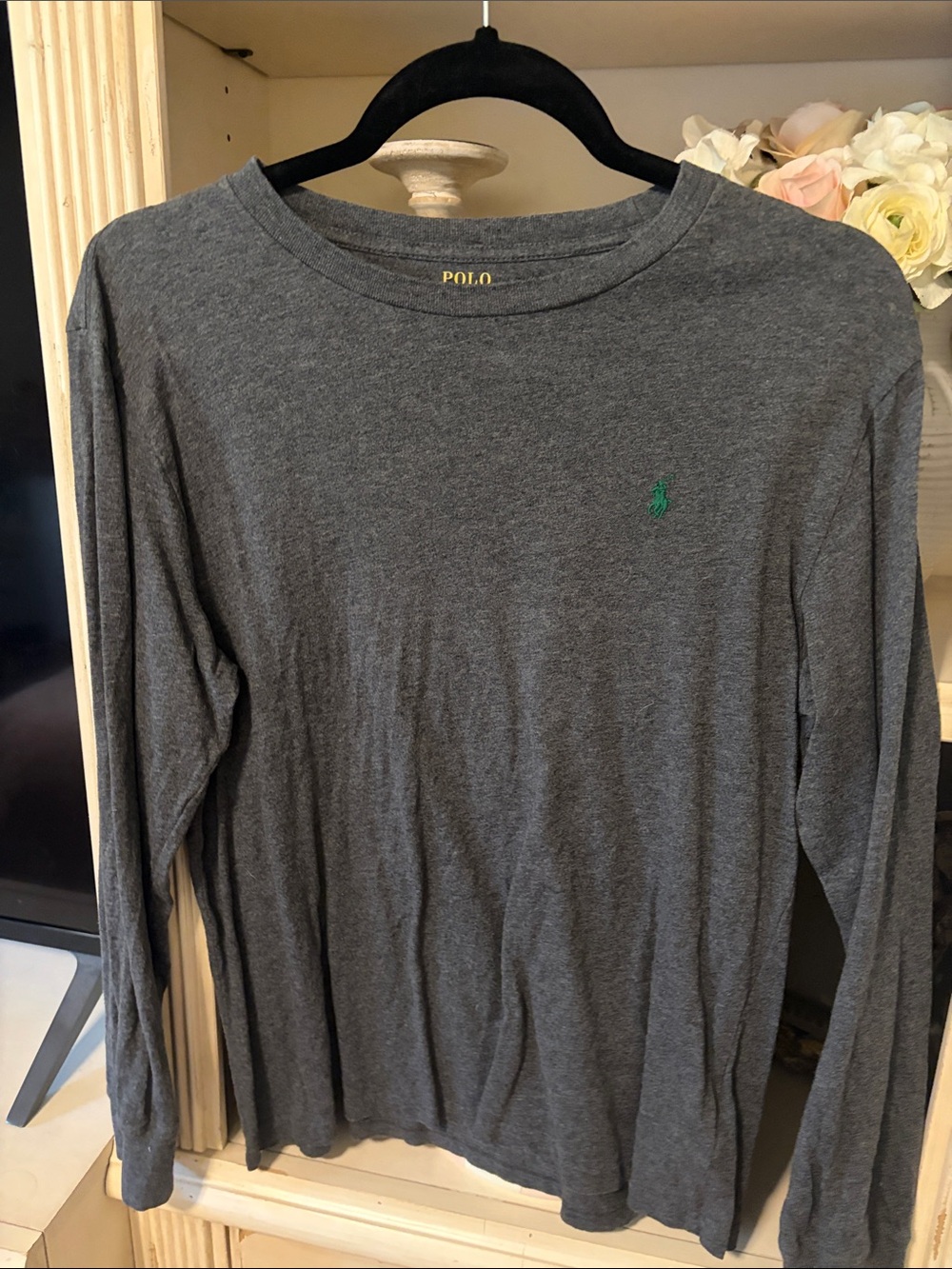 Polo by Ralph Lauren Boys Long-Sleeve Crewneck Shirt - Gray (L 14-16)
